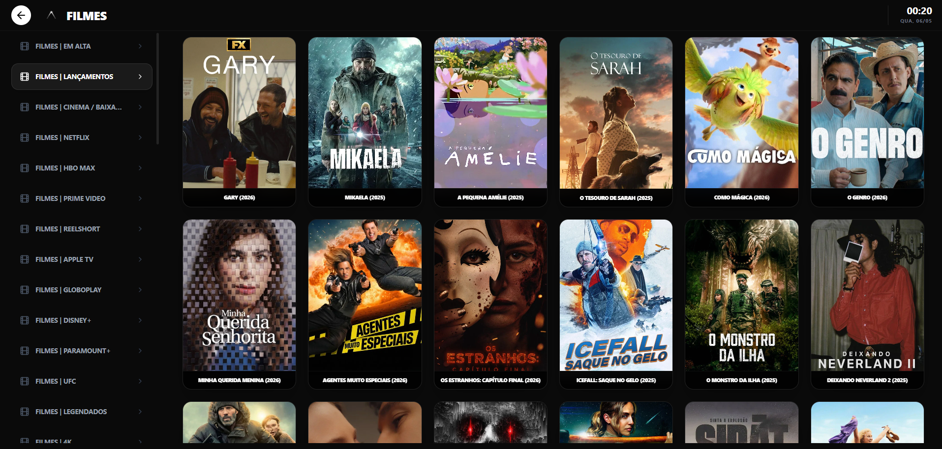 Player web: catálogo de séries