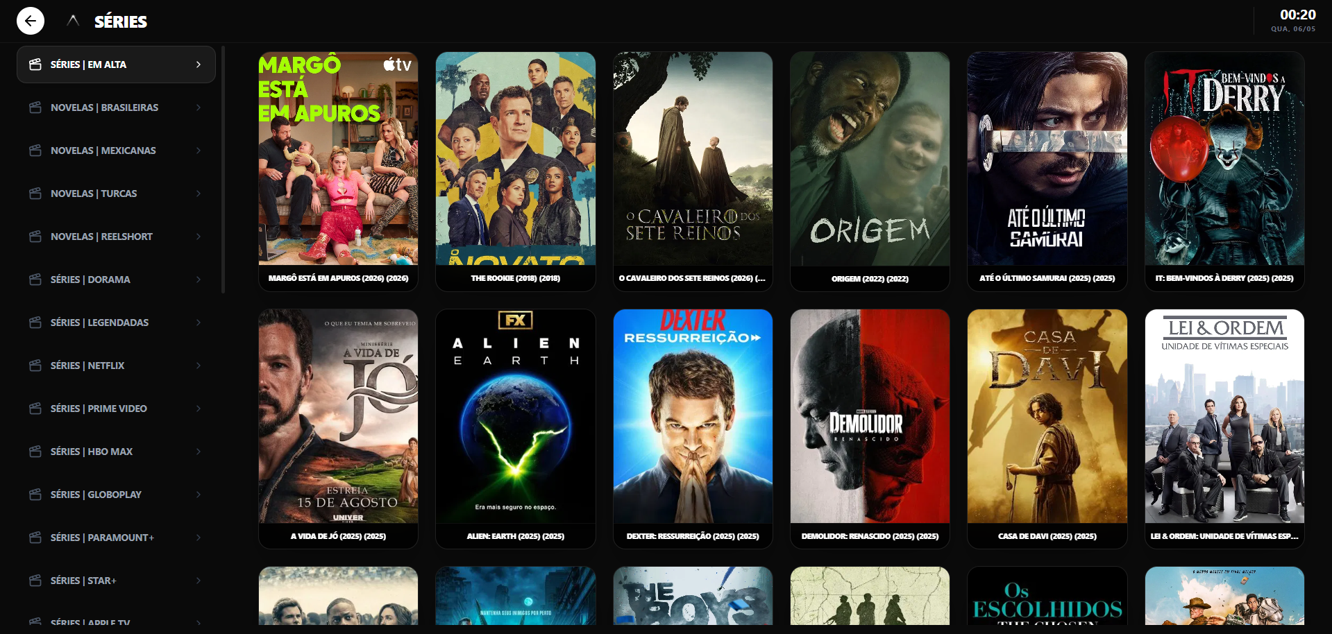 Player web: catálogo de filmes